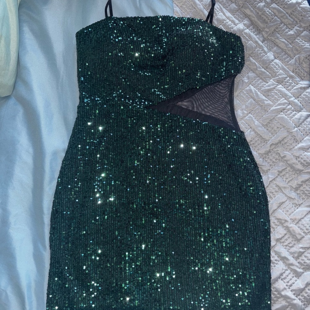 Altar'd State Green Sequin Mini Dress